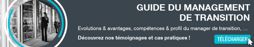 Bannière pour le téléchargement du guide sur le management de transition.