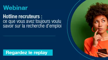 Annonce pour un webinar sur la recherche d'emploi avec une personne pensive.