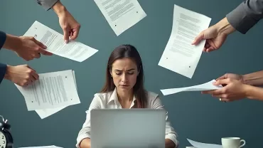 Image d'une feuille devant un ordinateur assaillie par de nombreuses solliciations au travail.