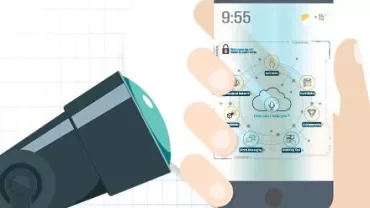 Illustration d'un smartphone avec des applications connectées à un serveur cloud.