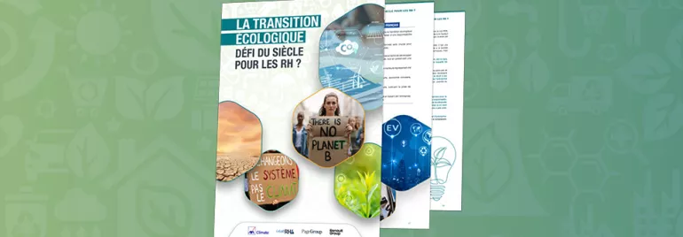 Couverture de livre sur la transition écologique et les ressources humaines.