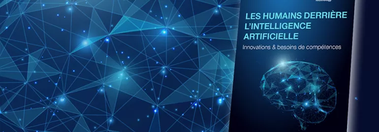 Couverture d'un livre sur l'intelligence artificielle avec un réseau lumineux.