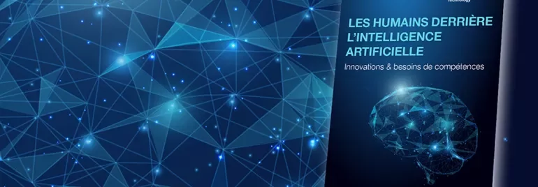 Couverture d'un livre sur l'intelligence artificielle avec un réseau lumineux.