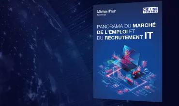 Livre blanc - Panorama du marché de l’emploi et du recrutement IT - couverture du livre avec fond bleu