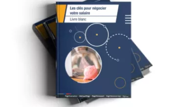 Livre blanc - les clés pour négocier votre salaire - pile de 3 livres bleus