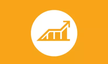 Icône graphique montrant une tendance à la hausse sur fond orange.