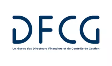 Logo de la DFCG en bleu avec texte en dessous.