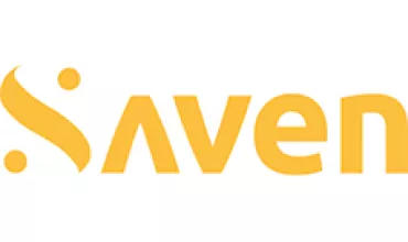 Logo avec texte jaune sur fond blanc.
