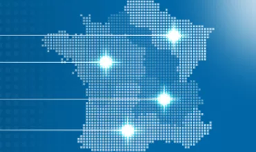 Carte stylisée de la France avec des points lumineux.