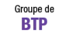 Texte 'Groupe de BTP' en noir et violet.