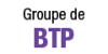 Texte 'Groupe de BTP' en noir et violet.