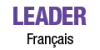 Texte 'LEADER' en violet avec 'Français' en dessous en noir.