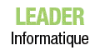 Logo de Leader Informatique en texte vert et noir.