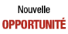 Texte affichant 'Nouvelle Opportunité' en noir et rouge.