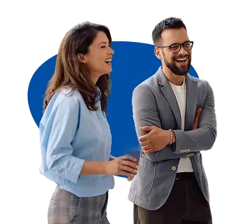 decorative image, two people