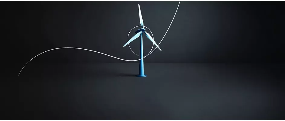 Fond bleu foncé dégradé avec un moulin à vent