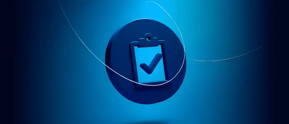 Une check icône sur un fond bleu dégradé